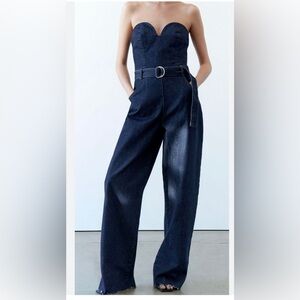 Zara Navy Denim Trousers